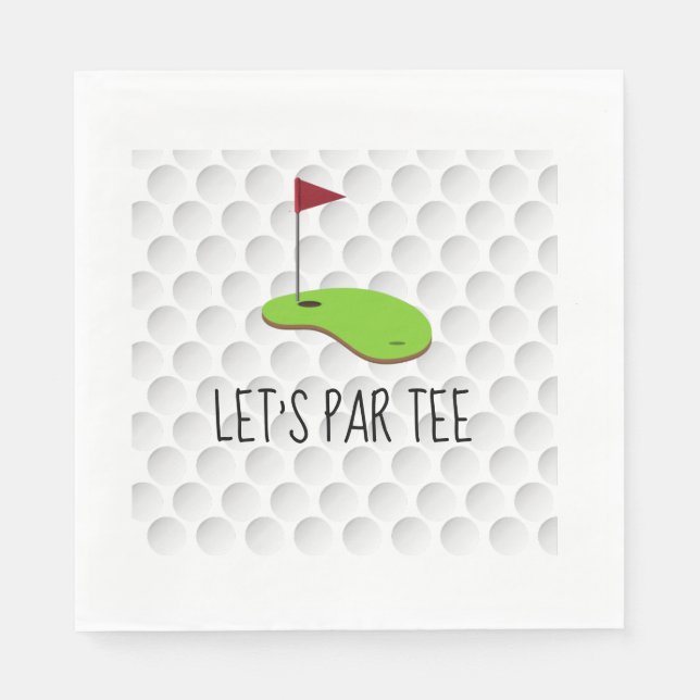 Serviette En Papier Golf Let’s Par avec drapeau de golf sur vert blanc (Devant)