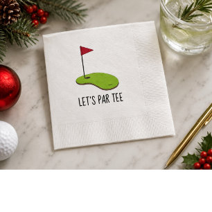 Serviette En Papier Golf Let's Par tee avec drapeau de golf sur nappe