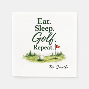 Serviette En Papier Golf manger dormir golf répéter pour golfeur