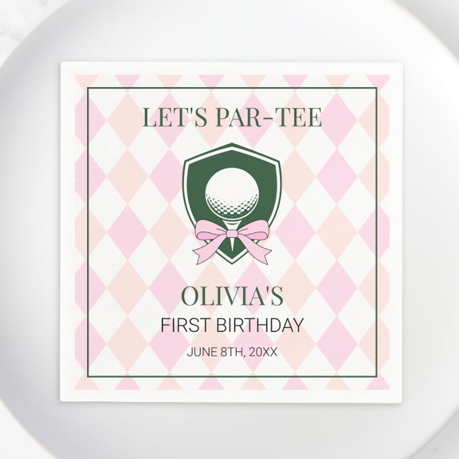 Serviette En Papier Golf moderne Rose Girls Sports 1er anniversaire Pa (Modern Golf Pink Girls Sports 1st Birthday Par-tee Napkins)