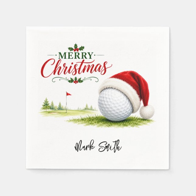 Serviette En Papier Golf Noël Allons au Par-Tee (Devant)