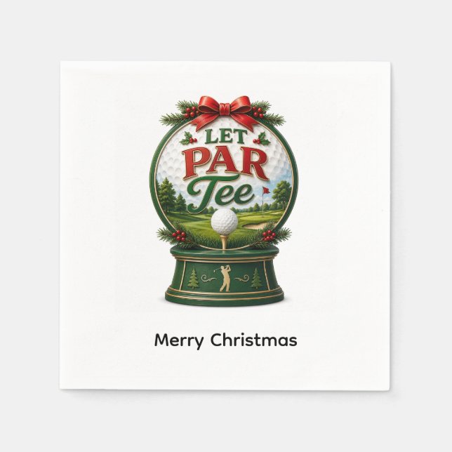 Serviette En Papier Golf Noël Allons au Par-Tee (Devant)