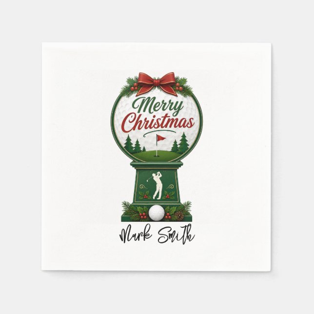 Serviette En Papier Golf Noël Allons au Par-Tee (Devant)