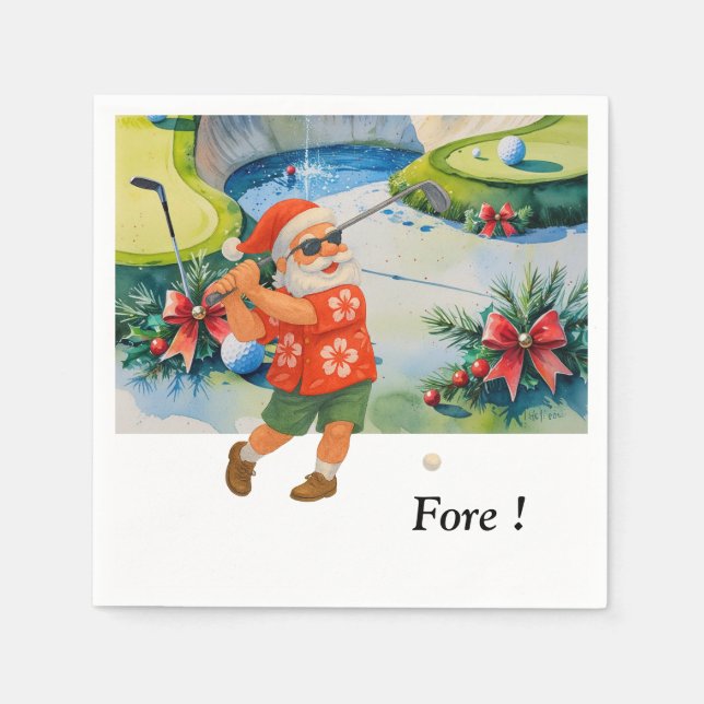 Serviette En Papier Golf Noël été juillet Hawaii thème (Devant)