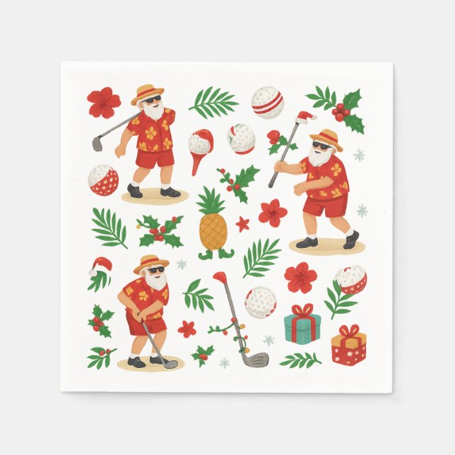 Serviette En Papier Golf Noël été juillet Hawaii thème (Devant)