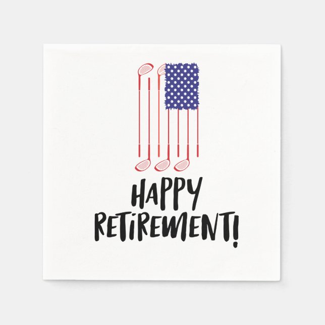 Serviette En Papier Golf Retire Happy Retirement avec drapeau de golf (Devant)