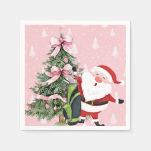 Serviette En Papier Golf Rose thème de Noël pour Lady Golfer