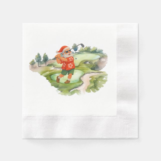 Serviette En Papier Golf Santa Claus is golfing Christmas in July  (Devant)