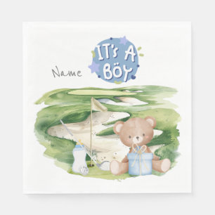 Serviette En Papier Golf Teddy Bear C'est un garçon pour Baby Shower