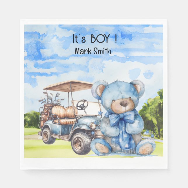 Serviette En Papier Golf Teddy Bear It's Boy for Baby shower (Devant)