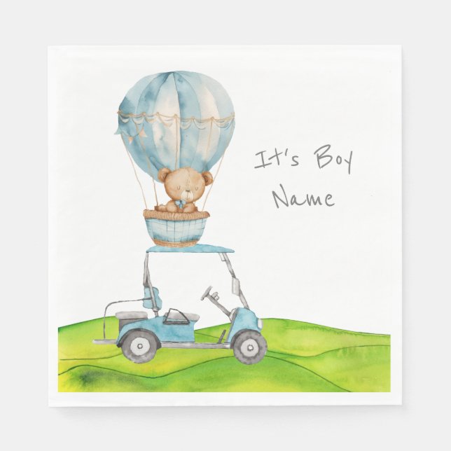 Serviette En Papier Golf Teddy Bear It's Boy for Baby shower Napkins (Devant)