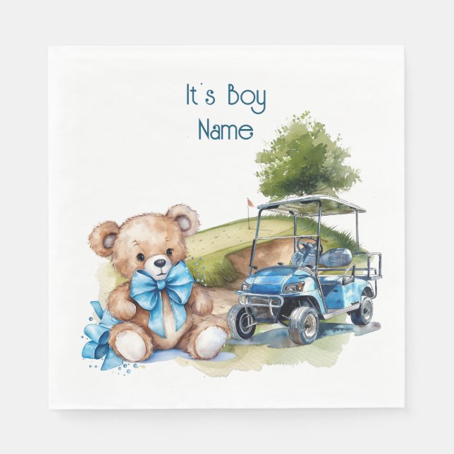 Serviette En Papier Golf Teddy Bear It's Boy for Baby shower Napkins (Devant)