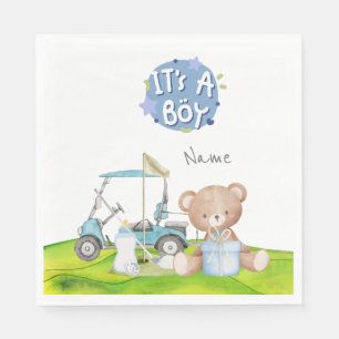 Serviette En Papier Golf Teddy Bear It's Boy for Baby shower Napkins