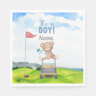 Serviette En Papier Golf Teddy Bear It's Boy for Baby shower Napkins