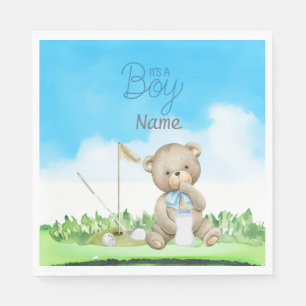 Serviette En Papier Golf Teddy Bear It's Boy for Baby shower Napkins