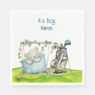 Serviette En Papier Golf Teddy Bear It's Boy for Baby shower Napkins