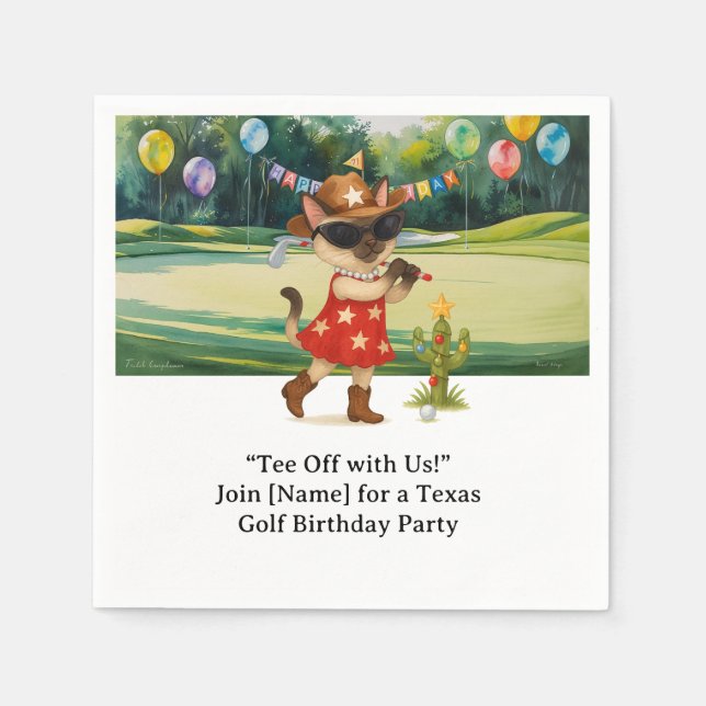 Serviette En Papier GOLF TEXAS Fête d'anniversaire pour amoureux de le (Devant)