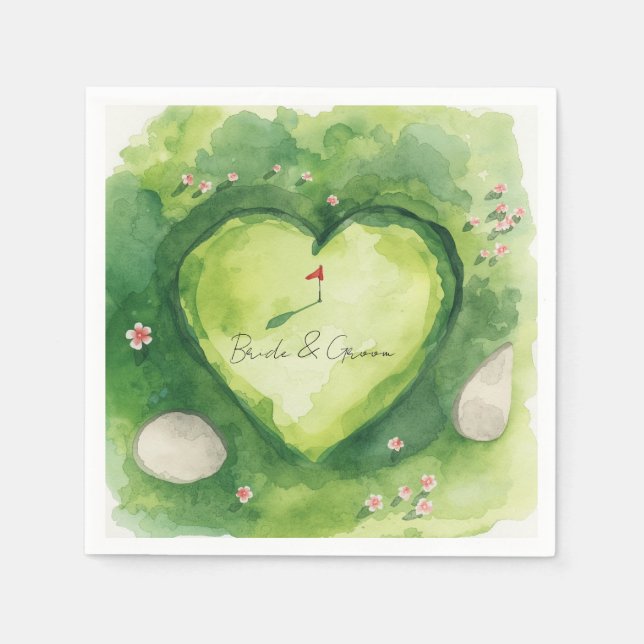 Serviette En Papier Golf wedding heart shaped golf course (Devant)