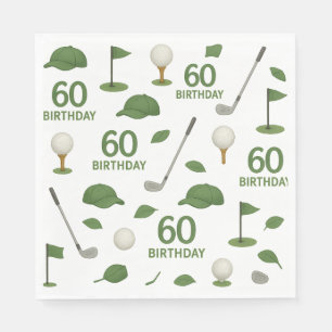 Serviette En Papier Golfer 60e anniversaire avec balle de golf et fer