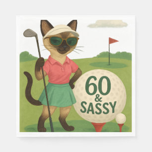 Serviette En Papier Golfer 60e anniversaire pour Amoureux des chats