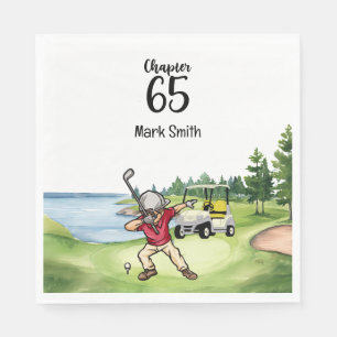 Serviette En Papier Golfer 65e anniversaire Dabbing avec voiturette de