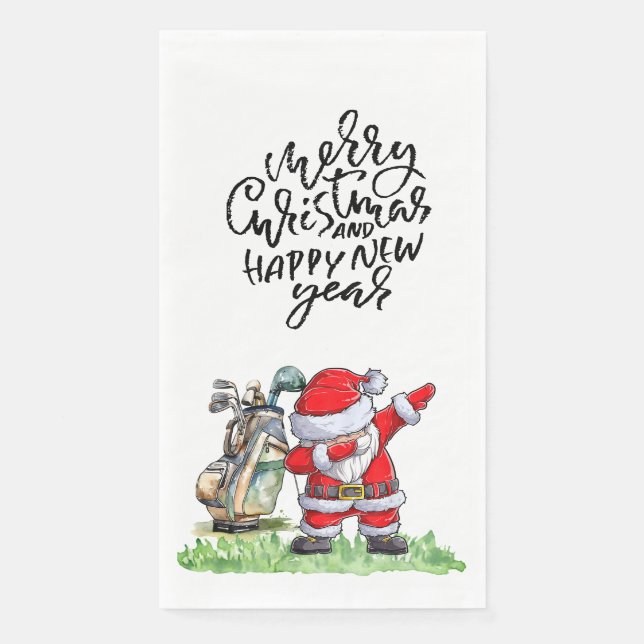 Serviette En Papier Golfer Père Noël Cluas Dabbing Golf Noël (Devant)
