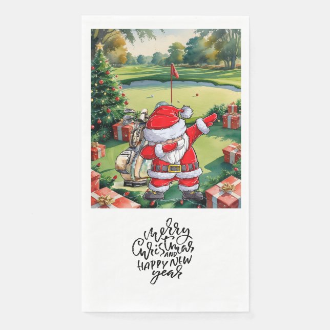 Serviette En Papier Golfer Santa Cluas  Dabbing Golf Christmas Party  (Devant)