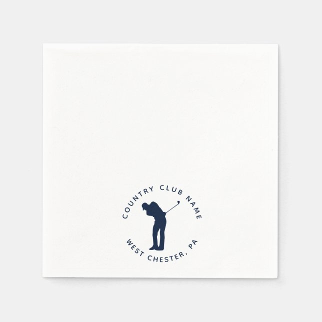 Serviette En Papier Golfers Country Club Joueurs Custom Navy (Devant)