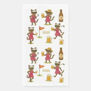 Serviette En Papier Golfeur et Bière pour Amateurs de Chats pour Soiré