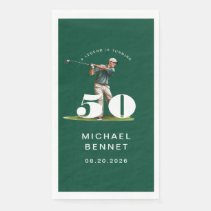 Serviette En Papier Golfeur Vert Moderne 50e Anniversaire