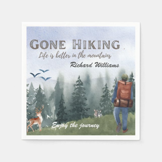 Serviette En Papier Gone Hiking Life is Better Mountains Hiker Deer  (Devant)