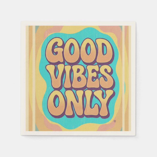 Serviette En Papier Good vibes only retro groovy style (Devant)