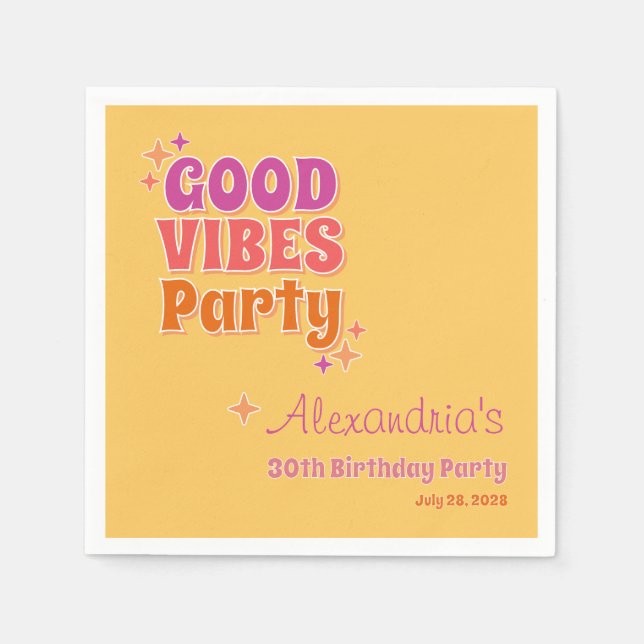 Serviette En Papier Good Vibes Summer 30th Birthday Party (Devant)
