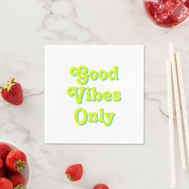Serviette En Papier Good Vibes uniquement chartreuse vert bleu (En situation)