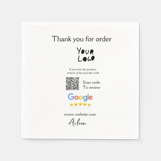 Serviette En Papier Google examen logo entreprise site Web scanner cod (Devant)