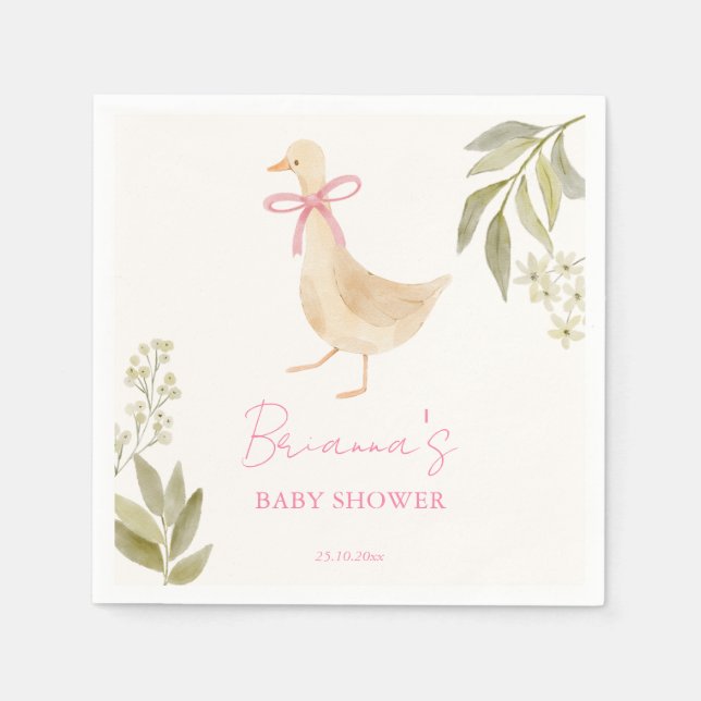 Serviette En Papier Goose nursery rhymes baby shower monogrammed (Devant)