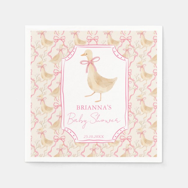 Serviette En Papier Goose nursery rhymes baby shower monogrammed (Devant)