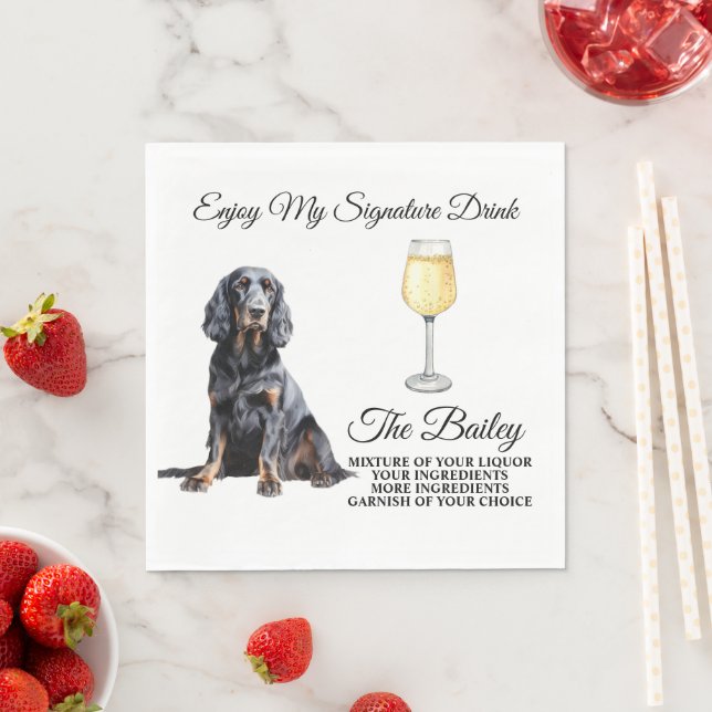 Serviette En Papier Gordon Setter Mariage Signature Boire serviettes (En situation)