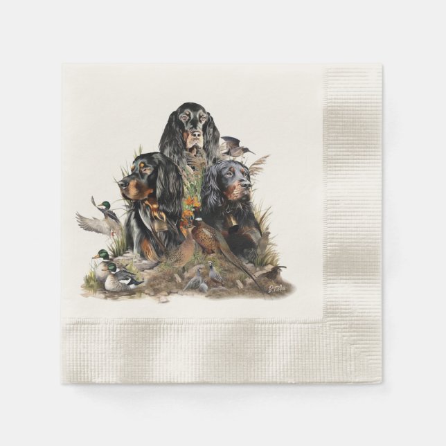 Serviette En Papier Gordon Setters, Passion pour les oiseaux, Art (Devant)
