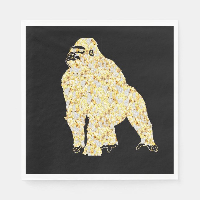 SERVIETTE EN PAPIER GORILLA BLING (Devant)