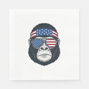 Serviette En Papier Gorille Patriotique Gravure Vintage Vecteur_1