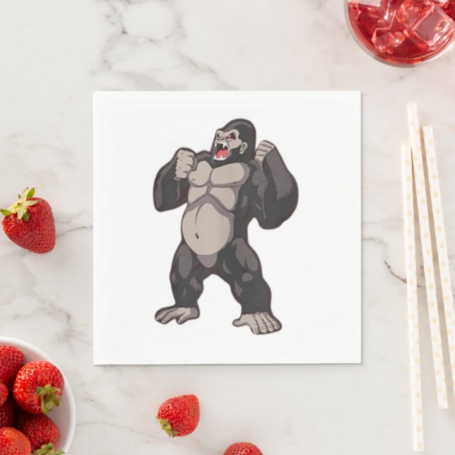 Serviette En Papier Gorille qui rugit Singe Grand Singe (En situation)