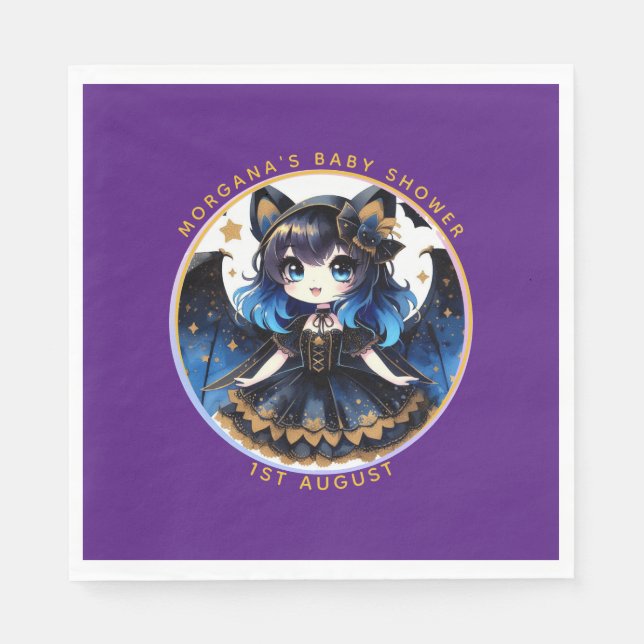 Serviette En Papier Goth Baby Girl Douche Bat Vampire Partyware (Devant)