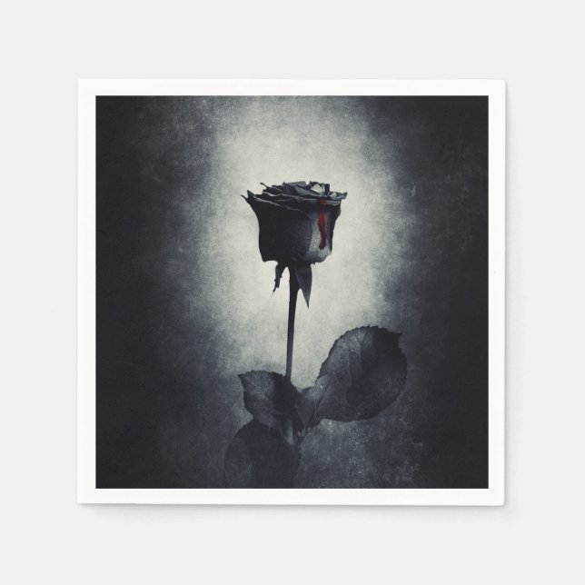 Serviette En Papier Goth Black Rose Dripping Blood (Devant)