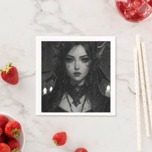 Serviette En Papier goth femme en mal réaliste style anime napkine