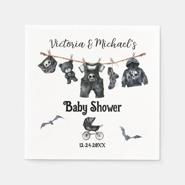 Serviette En Papier Goth Halloween Clothesline Baby shower (Devant)