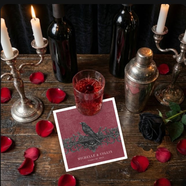 Serviette En Papier Gothic Black Raven Wine Darkly Ever After Wedding (Gothic Black Raven Wine Darkly Ever After Wedding Napkins)
