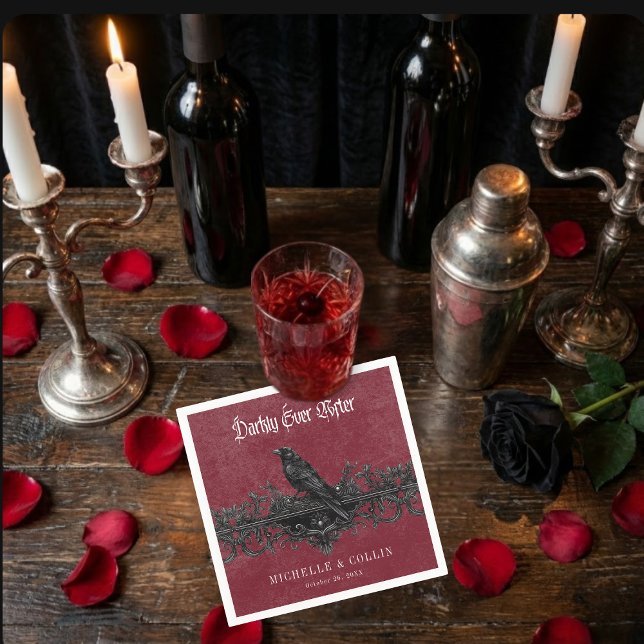 Serviette En Papier Gothic Black Raven Wine Darkly Ever After Wedding (Gothic Black Raven Wine Darkly Ever After Wedding Napkins)