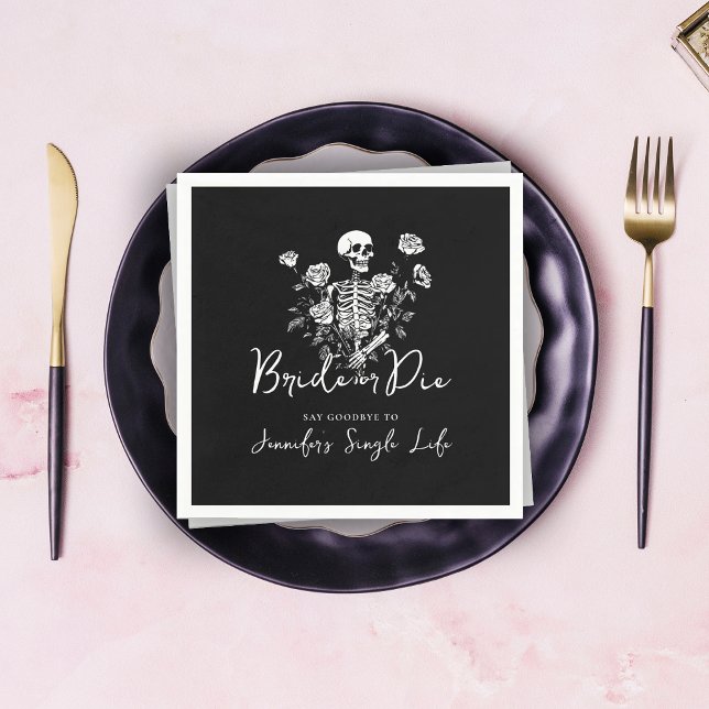 Serviette En Papier Gothic Floral Skeleton Bachelorette Party  (Créateur téléchargé)
