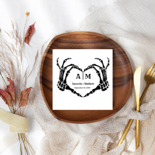 Serviette En Papier Gothic Halloween Skull Hand Heart Black Wedding